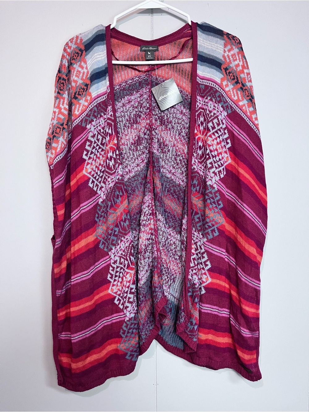 Eddie Bauer Phoenix Wrap Cardigan M/L Multi Boho Southwestern NWT